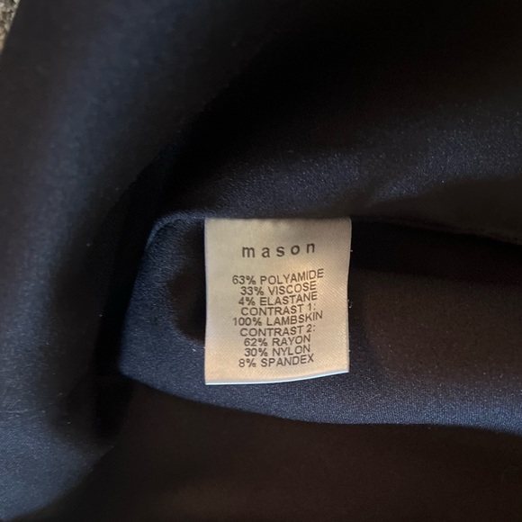 MASON BY MICHELLE Leather Insert Dress Pencil Wrap Bodycon Blue/Black Sz 6 - Picture 8 of 9